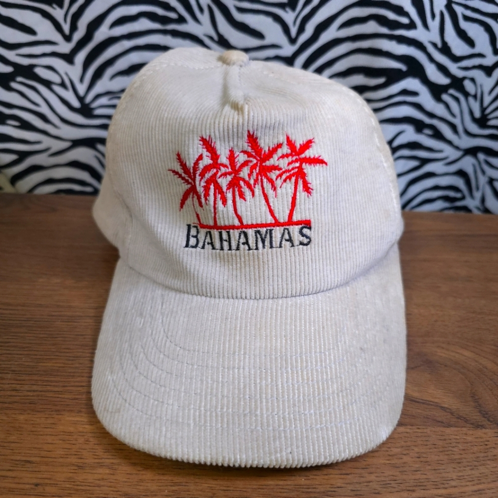 AUCRL1 0506 Thrifted Vintage Gray Corduroy Bahamas Snapback Hat JAS01